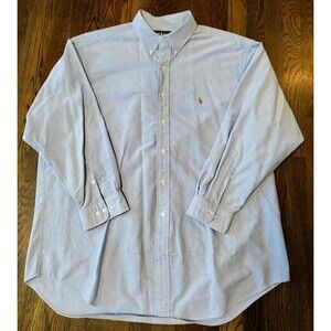 Vintage Ralph Lauren Oxford Shirt Men's 4X Blue Flesh Pony 90s 100% Cotton